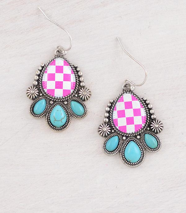 Checkered Teardrop Earrings
