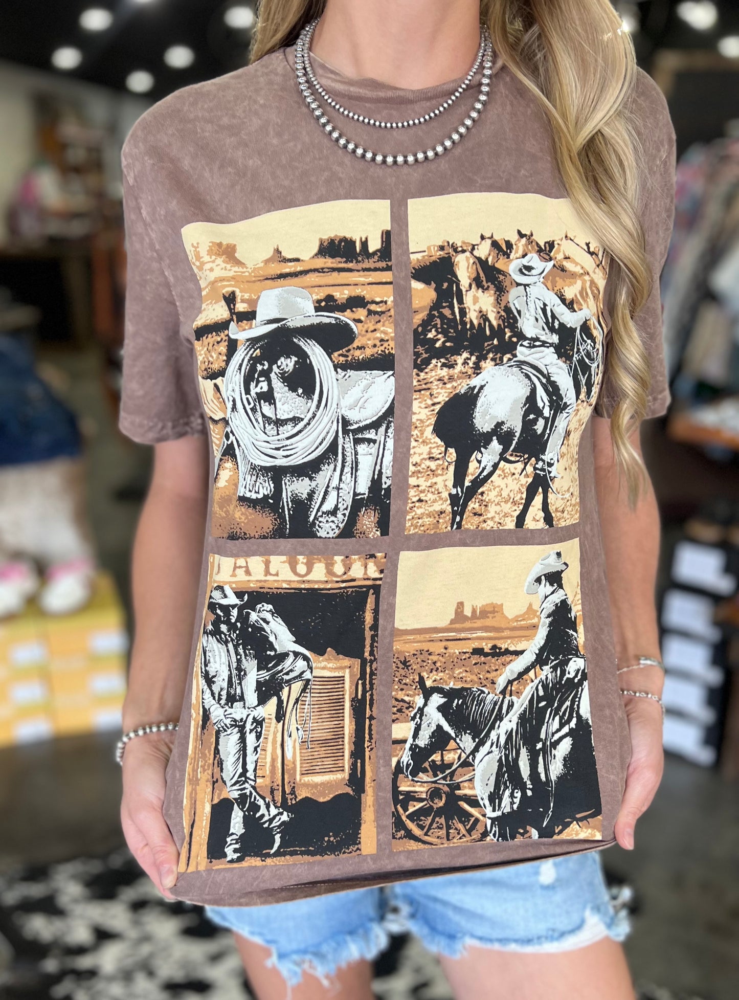 Cowboy Life Collage Mineral Wash Graphic Tee