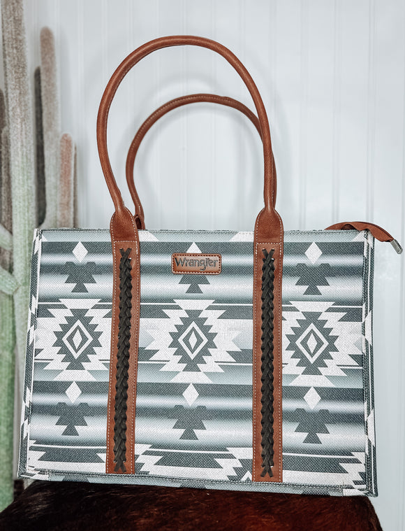 Wrangler Aztec Tote Purse- Dark Grey