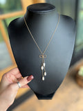 Gold Bow & Pearl Necklace
