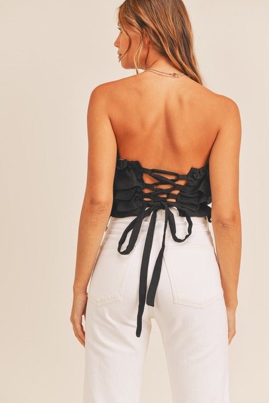 Jetson Ruffle Lace Back Top