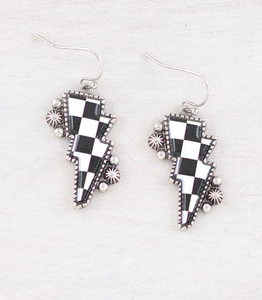 Checkered Lightning Bolt Earrings