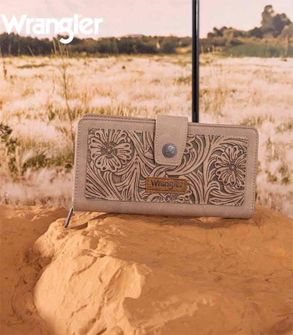 Wrangler Western Floral Tooled Wallet *Khaki