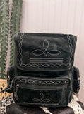 Boot Stitch Leather Backpack *Black