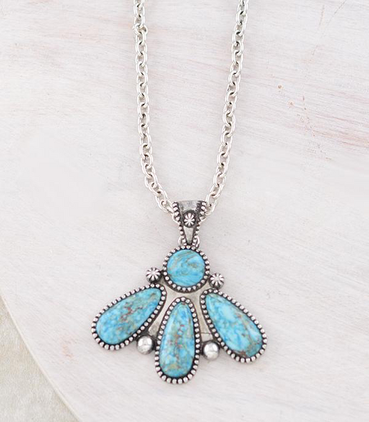 Semi Stone Cluster Necklace