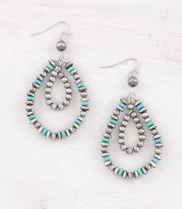 Navajo Bead & Turquoise Teardrop Earrings