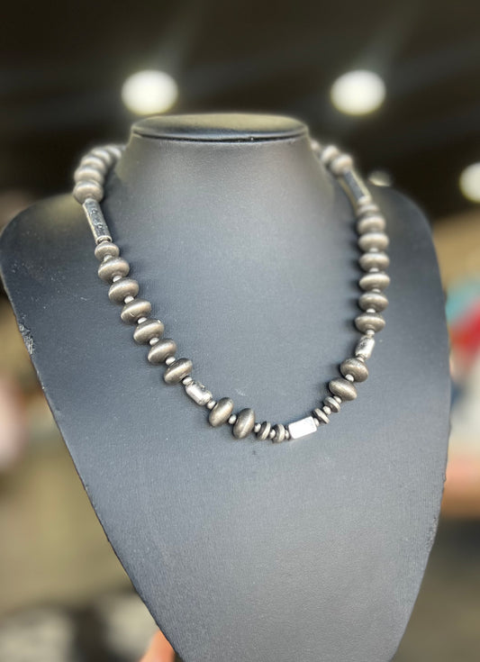 Saucer Navajo & Block Bead Necklace