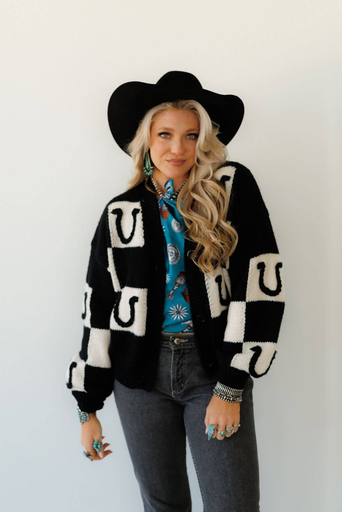 Black Horseshoe Knit Cardigan