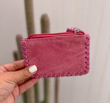 Pink Boot Stitch Card Pouch