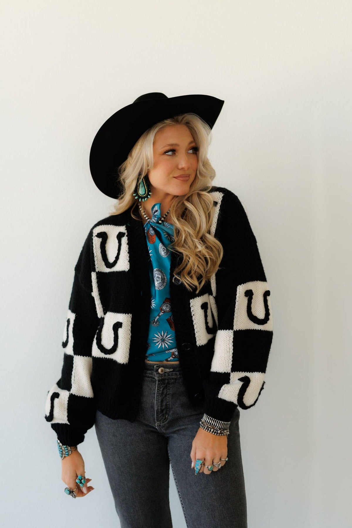 Black Horseshoe Knit Cardigan