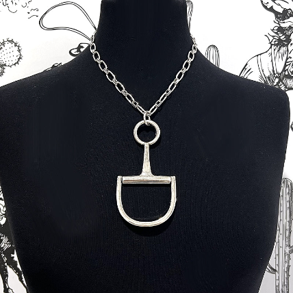 Western Large Horse Bit Pendant Necklace