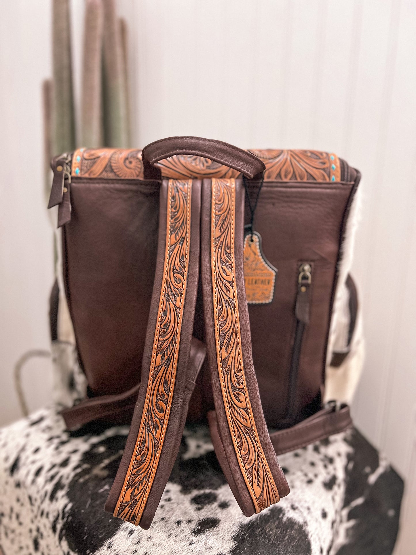Turquoise Mama Tooled Cowhide Backpack/Diaper Bag