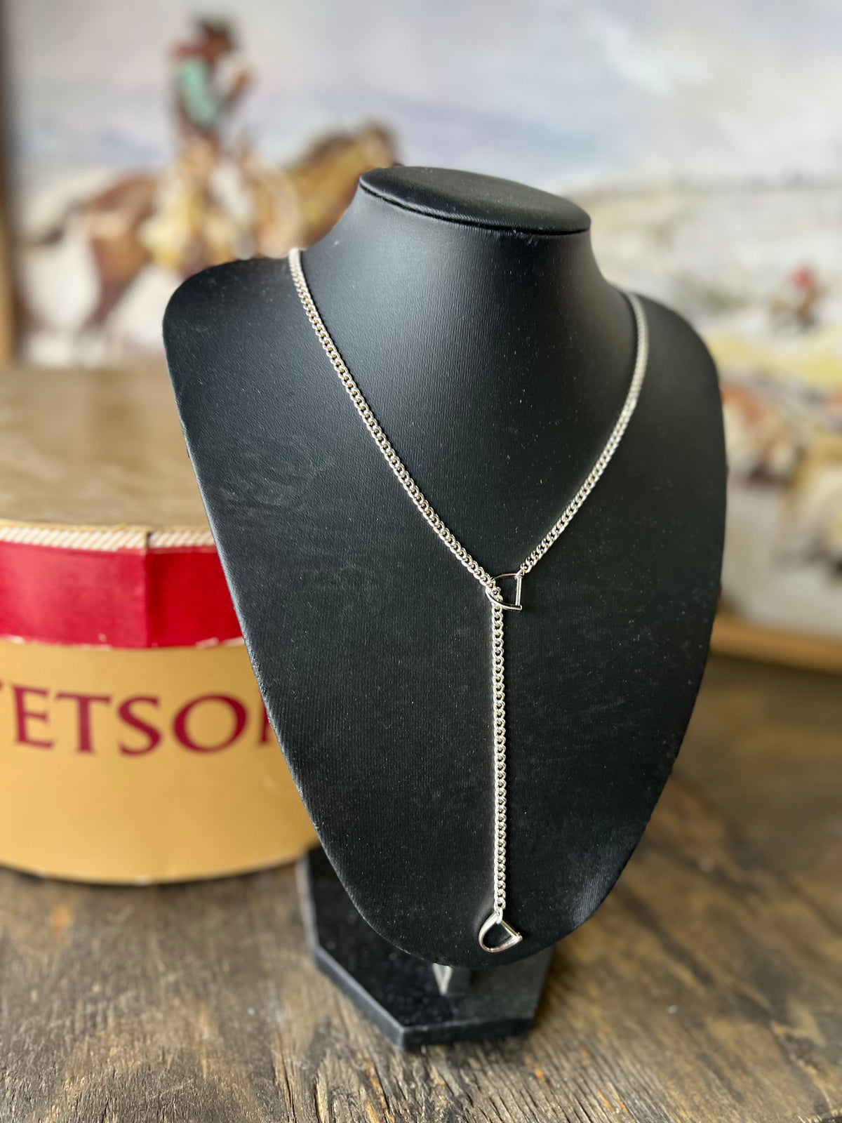 V2 Designs Lariat Stirrups Silver Necklace