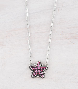 Checkered Star Pendant Necklace