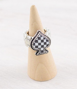 Checkered Spade Stretch Ring