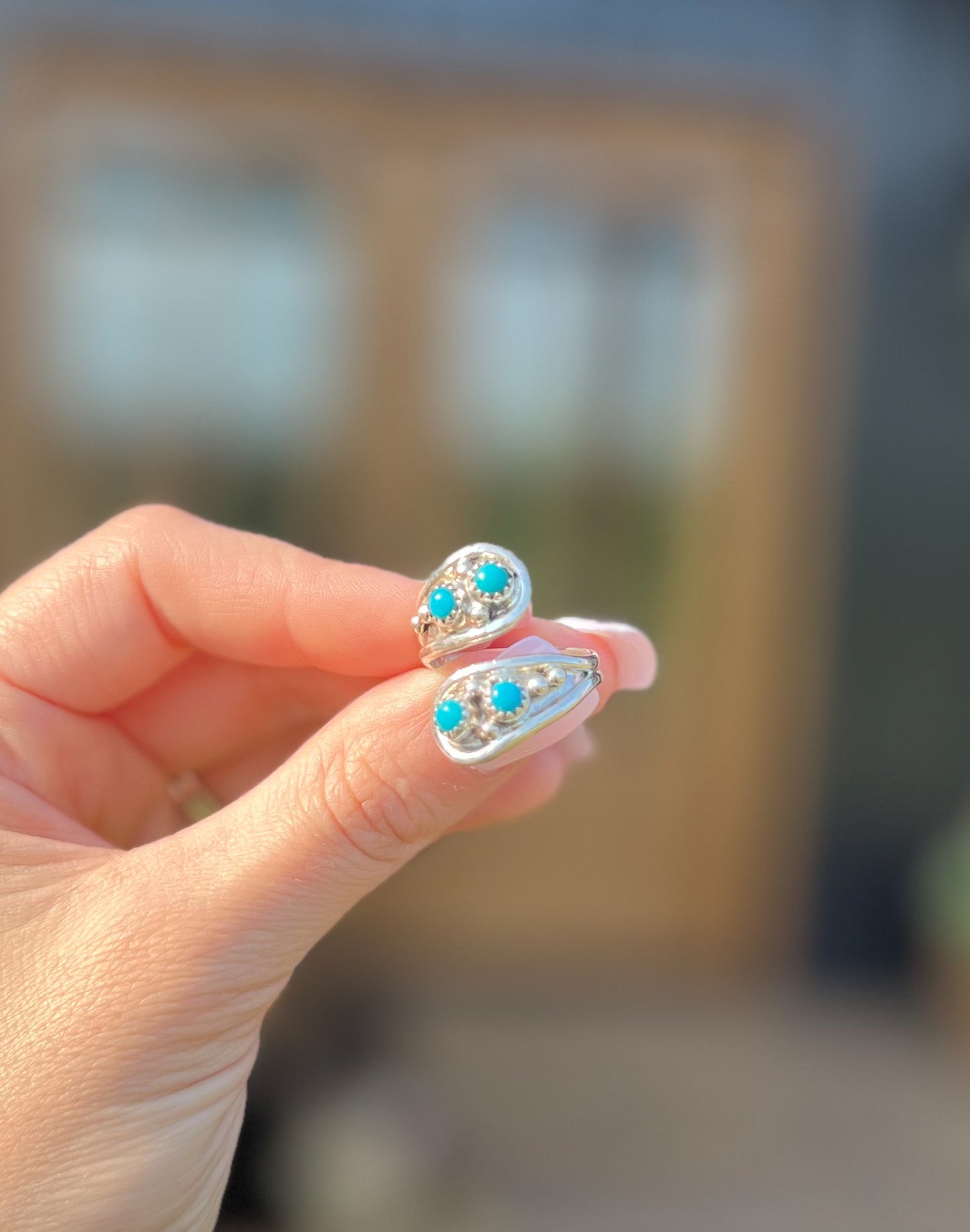 Authentic Sterling Silver Turquoise Twist Ring