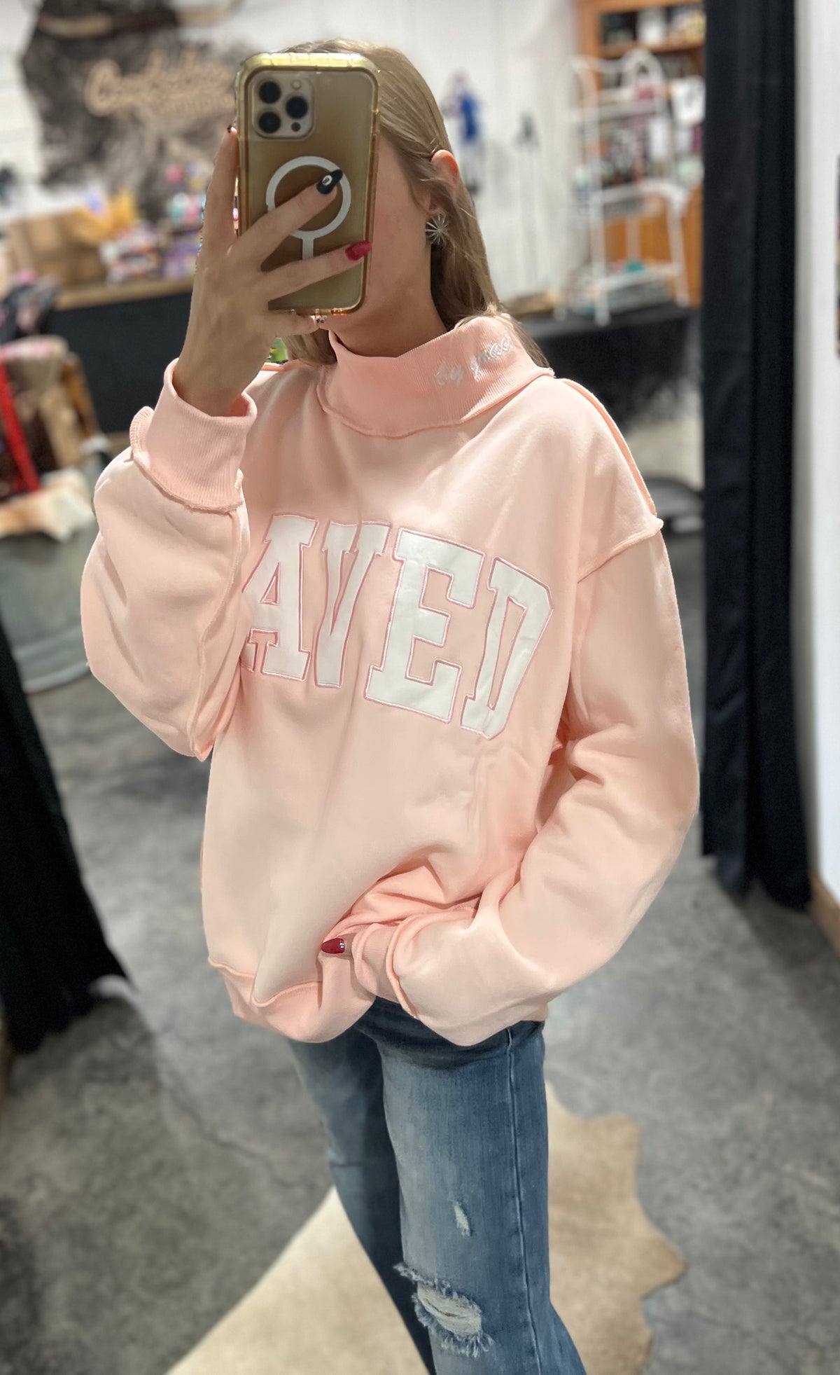 Saved By Grace Mock Neck Sweatshirt