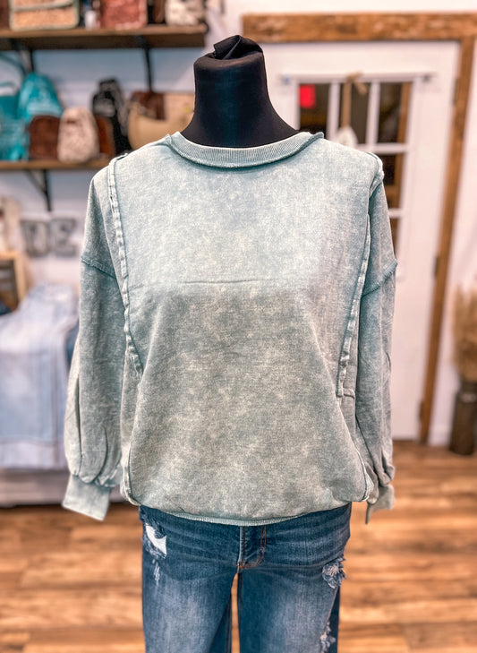 The Shay Acid Wash Sweatshirt *Ash Blue