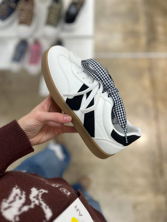 Black Gingham Retro Sneakers