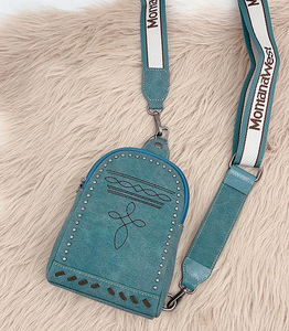 Boot Stitch Sling Bag- Turquoise