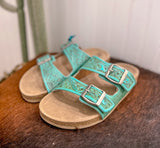 Turquoise Tooled Sandals