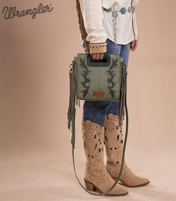 Wrangler Top Handle Boot Scroll Fringe Tote/Crossbody