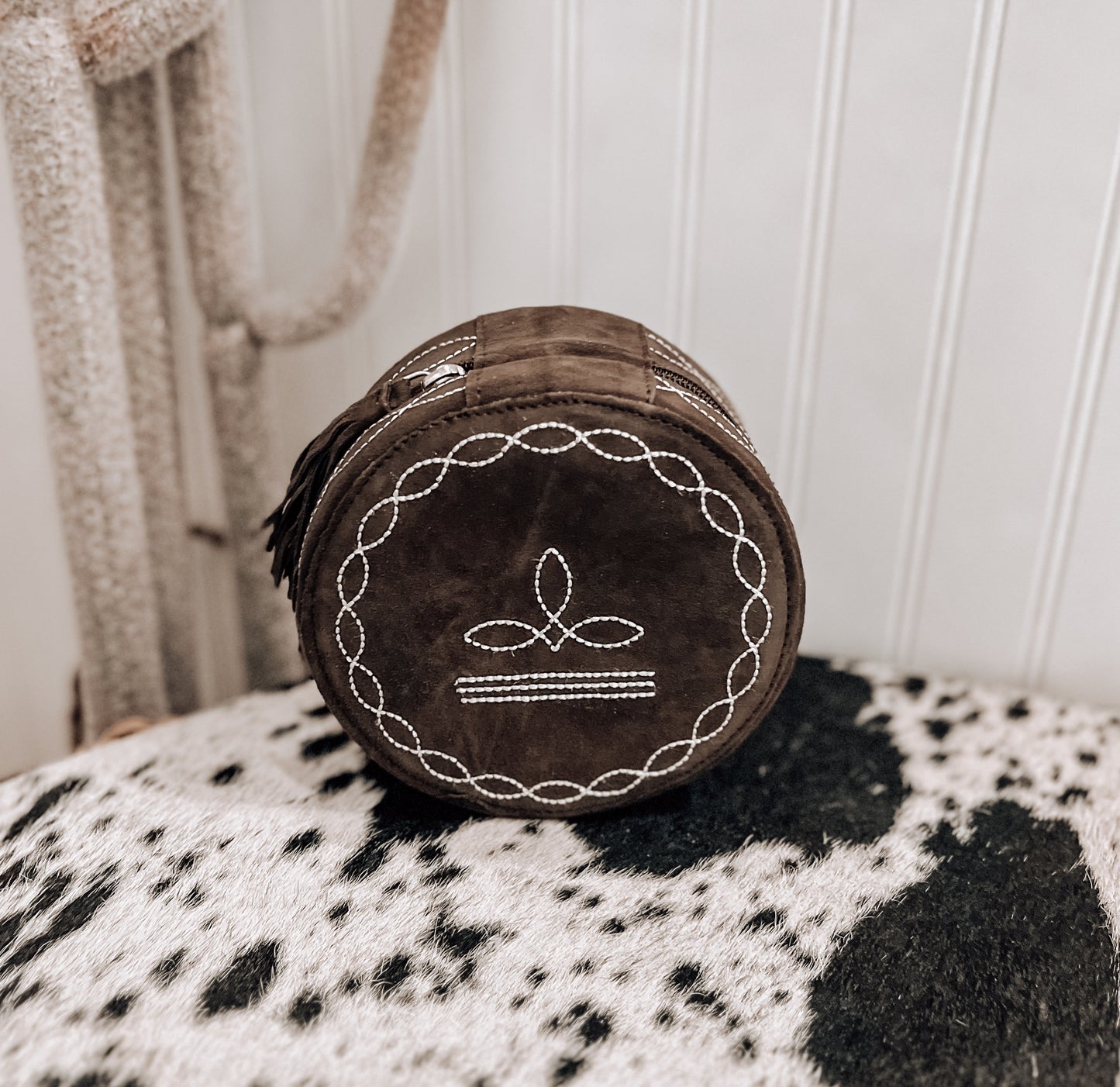 Brown Boot Stitch Jewelry Box