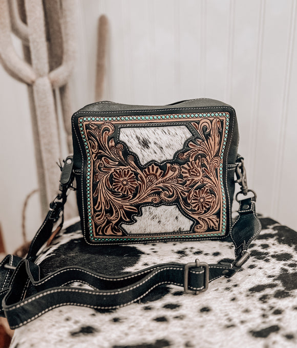 Dakota Basin Cowhide & Tooled Leather Purse