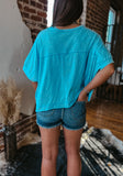 The Brynn Oversized Crop *Aqua Blue