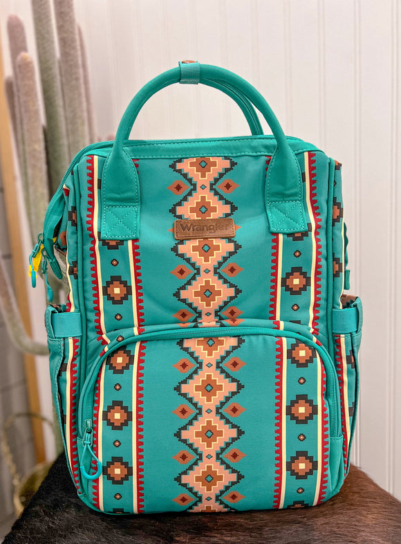 Teal Wrangler Aztec Diaper Bag