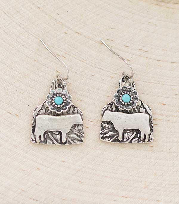 Show Cow Cattle Tag Earrings