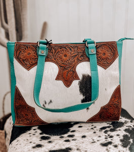 Tomlinson Trails Cowhide & Tooled Leather Purse