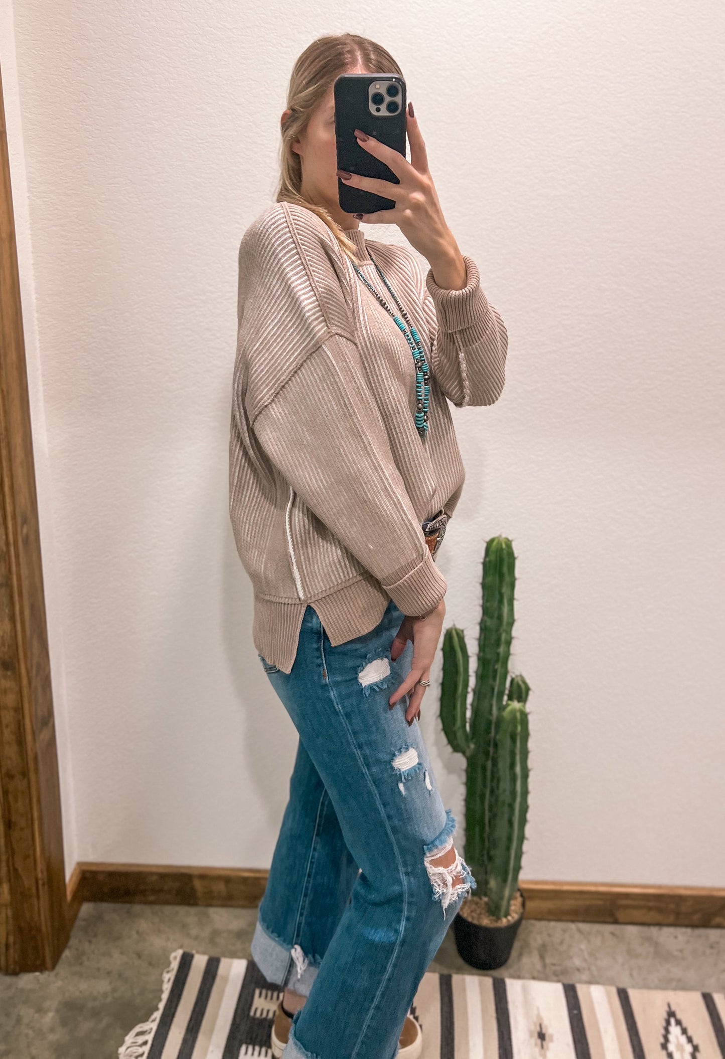 The Darla Two Tone Sweater *Ash Mocha