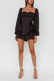 Balloon Sleeve Black Romper