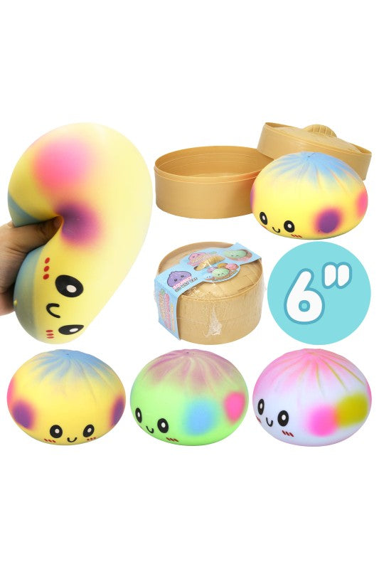Jumbo Rainbow Ombre Bao Bun Dumpling Fluffy Slime Filled