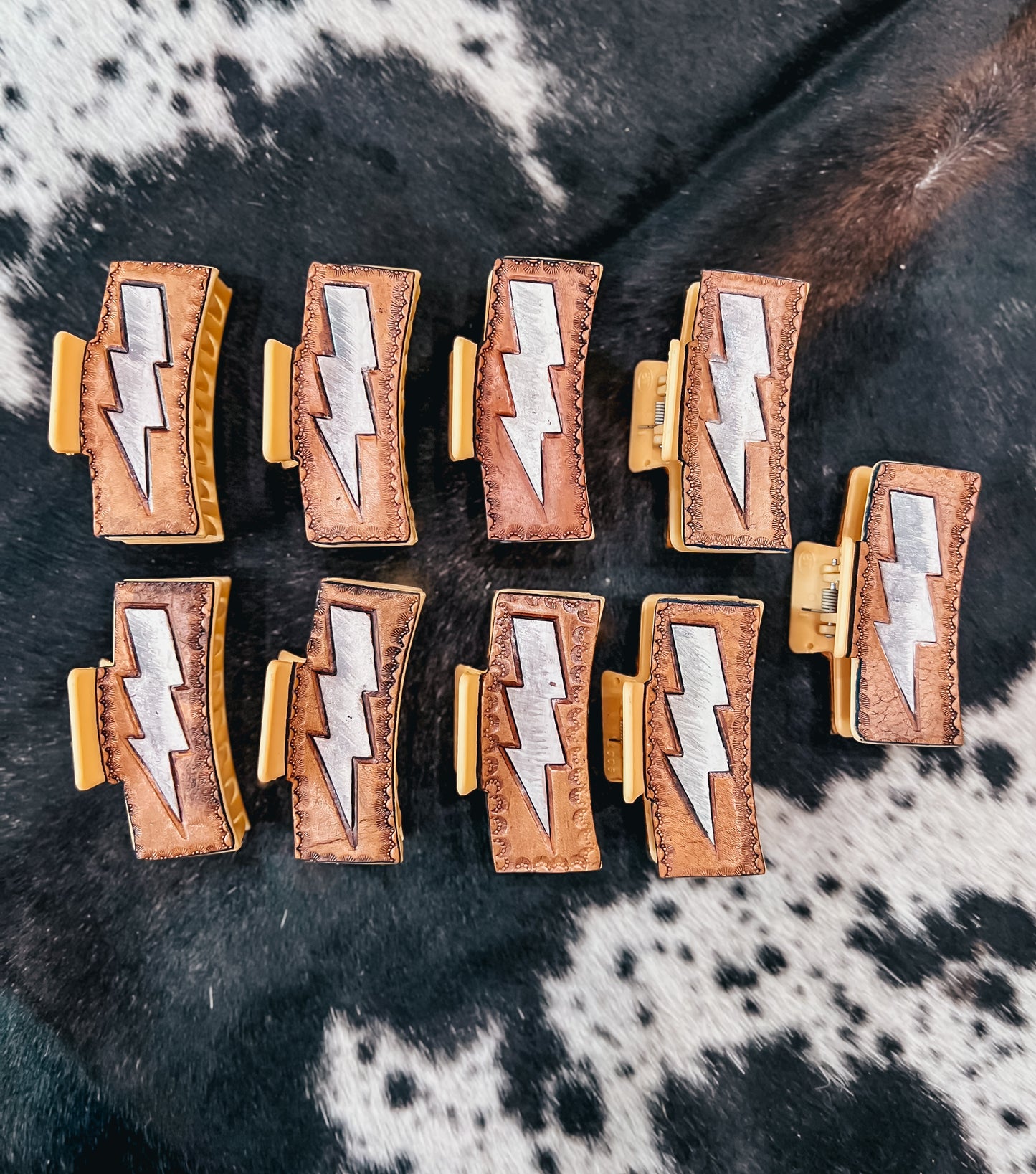 Bolt Tooled Leather Claw Clip
