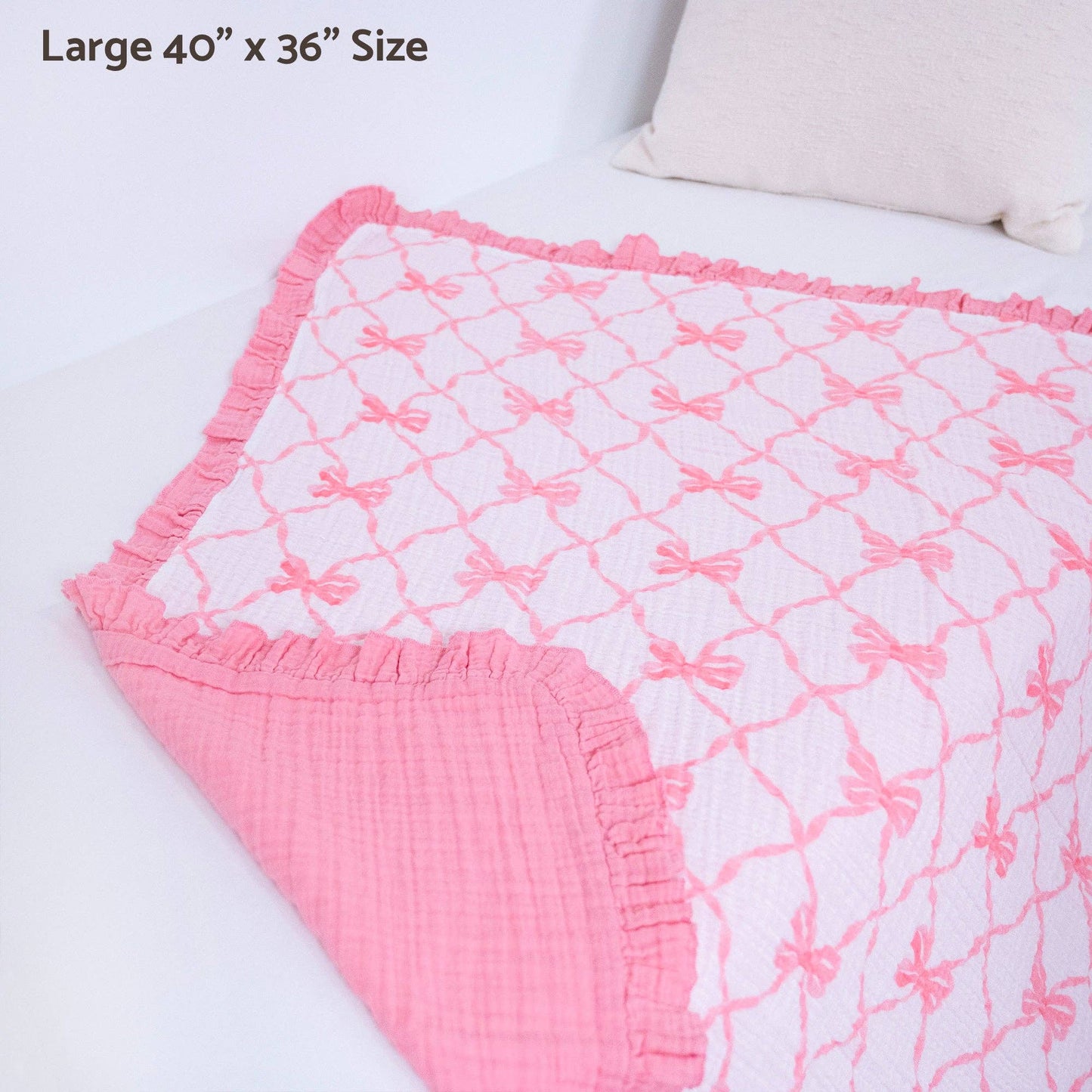 Beautiful Bows Muslin Quilt Baby & Kids Ruffle Blanket