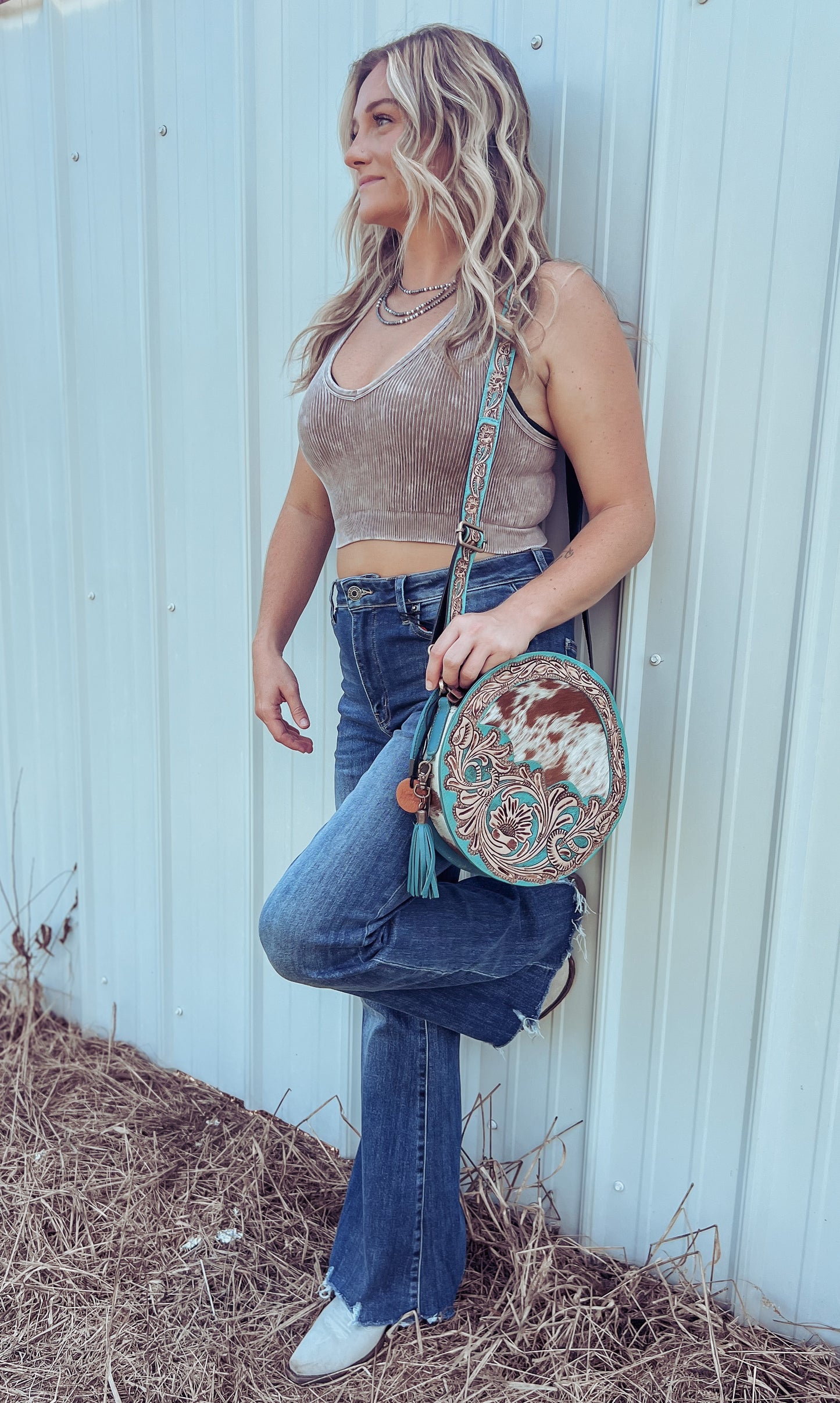 Mocha Mineral Wash V-Neck Crop Tank