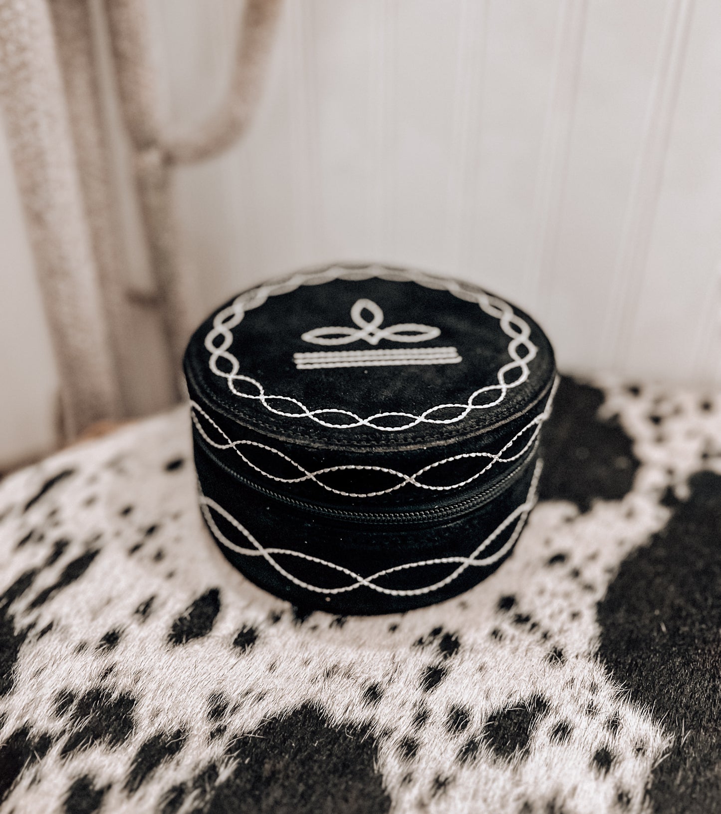 Black Boot Stitch Jewelry Box