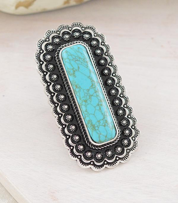 Large Turquoise Statement Ring *Rectangle