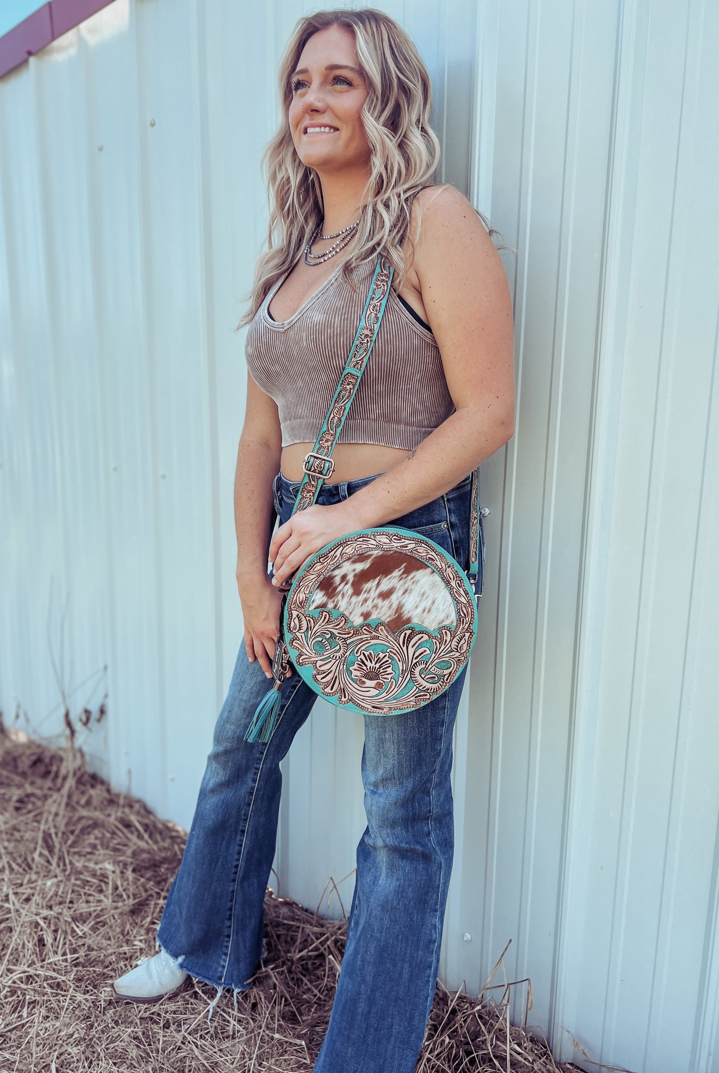 Mocha Mineral Wash V-Neck Crop Tank