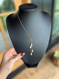 Gold Bow & Pearl Necklace