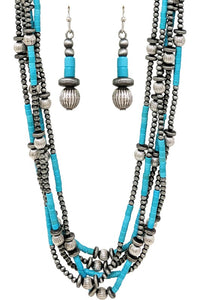 5 Strand Multi Layer Navajo Bead Necklace Set