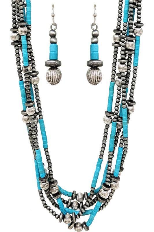 5 Strand Multi Layer Navajo Bead Necklace Set