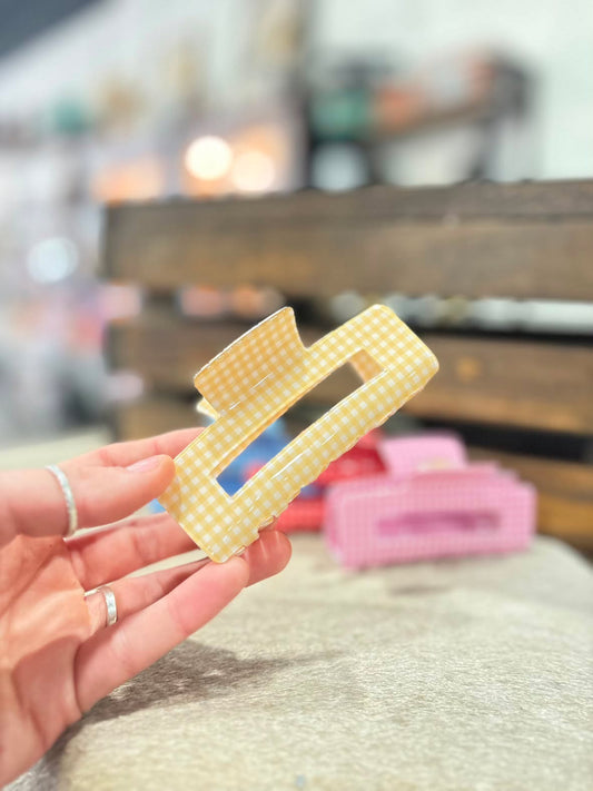 Pastel Gingham Square Claw Clips