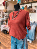 The Gabby Waffle Knit Top *Rust