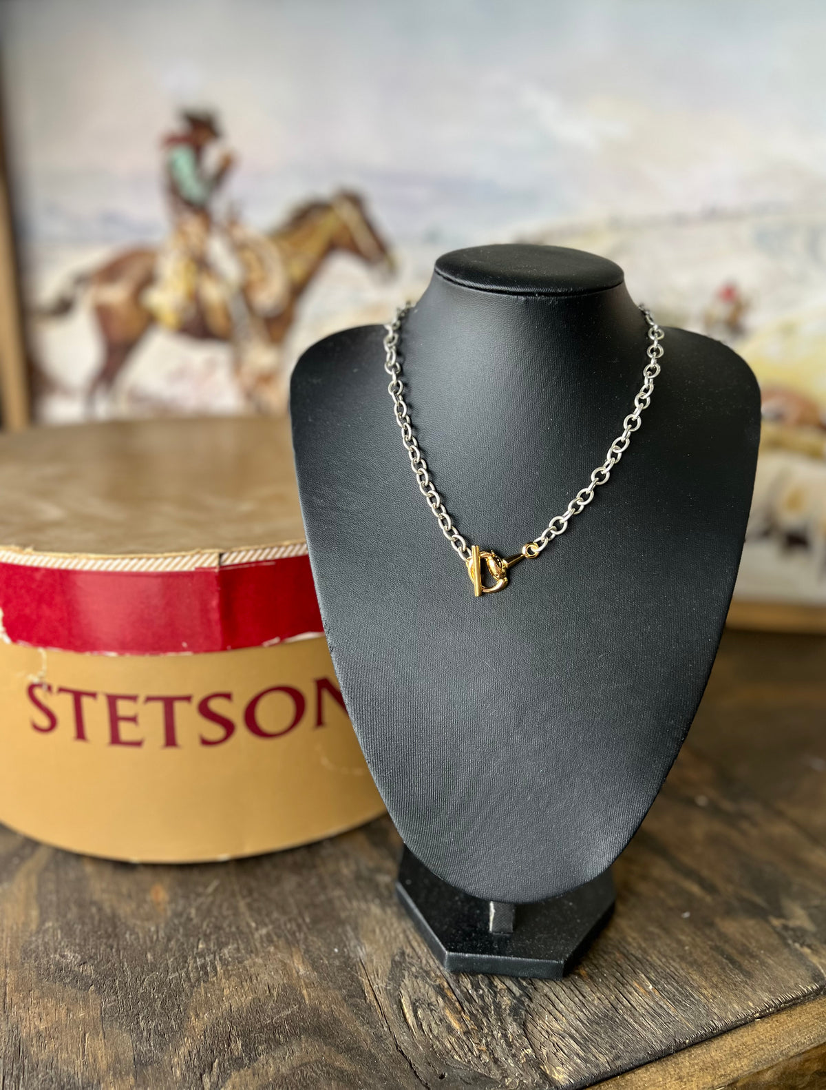V2 Designs Gold Bit Toggle Silver Necklace
