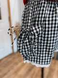 Gingham Lace Lined Bow Tie Shorts *Black