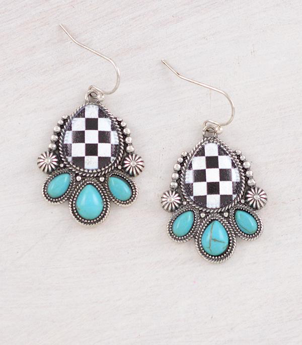 Checkered Teardrop Earrings