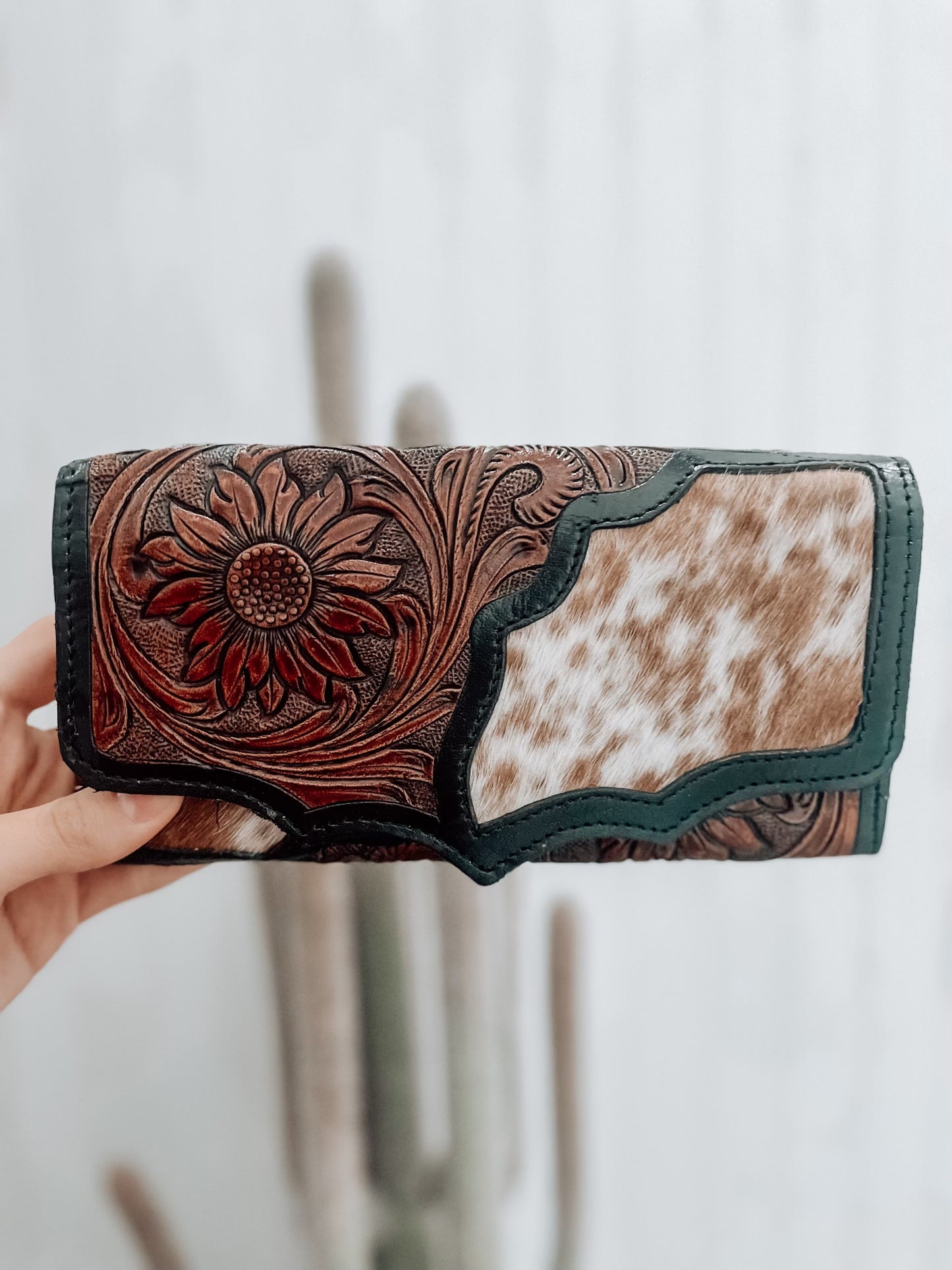 Cowhide & Tooled Leather Wallet